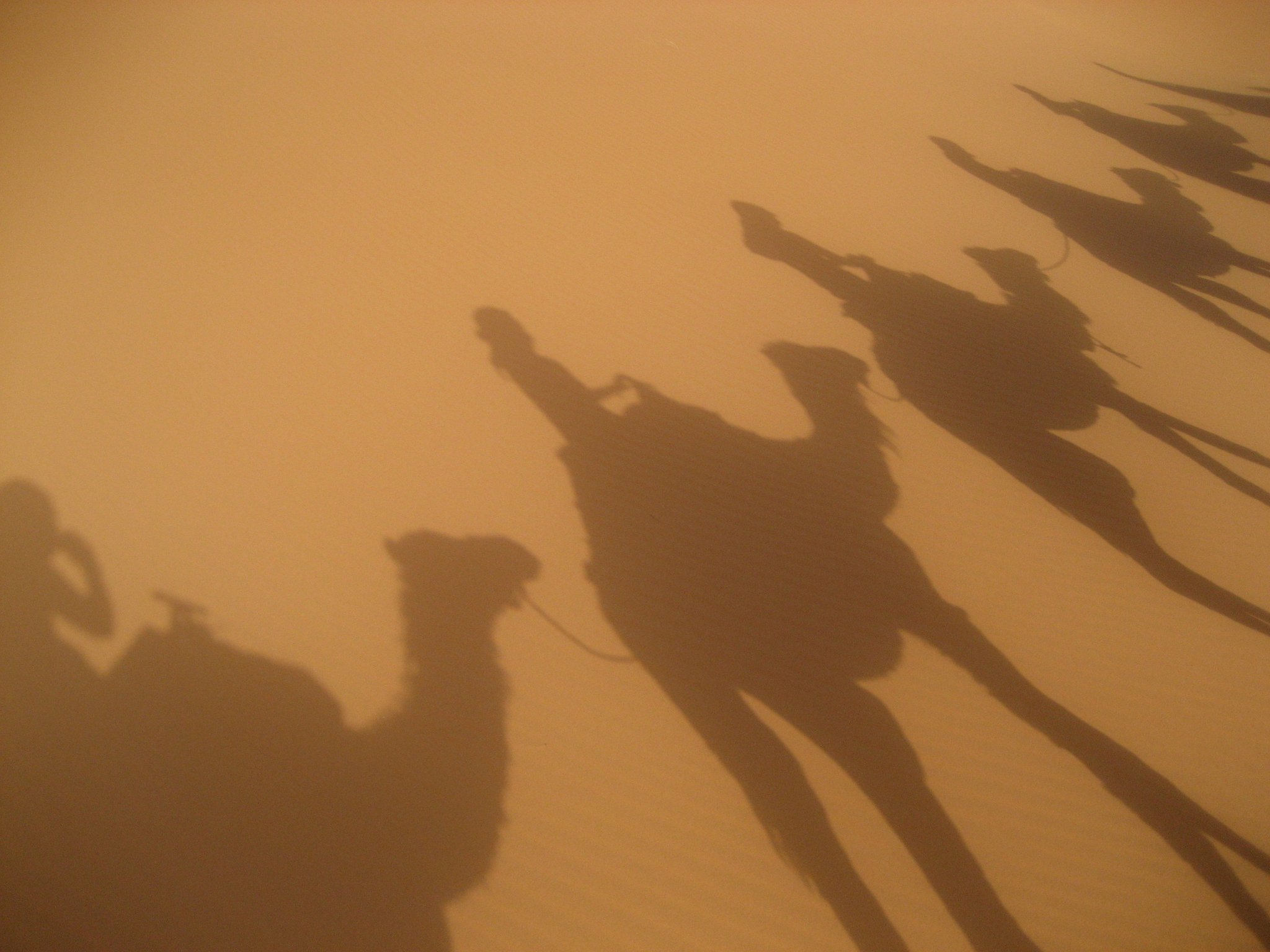 Riding camels in the Sahara Desert Morocco