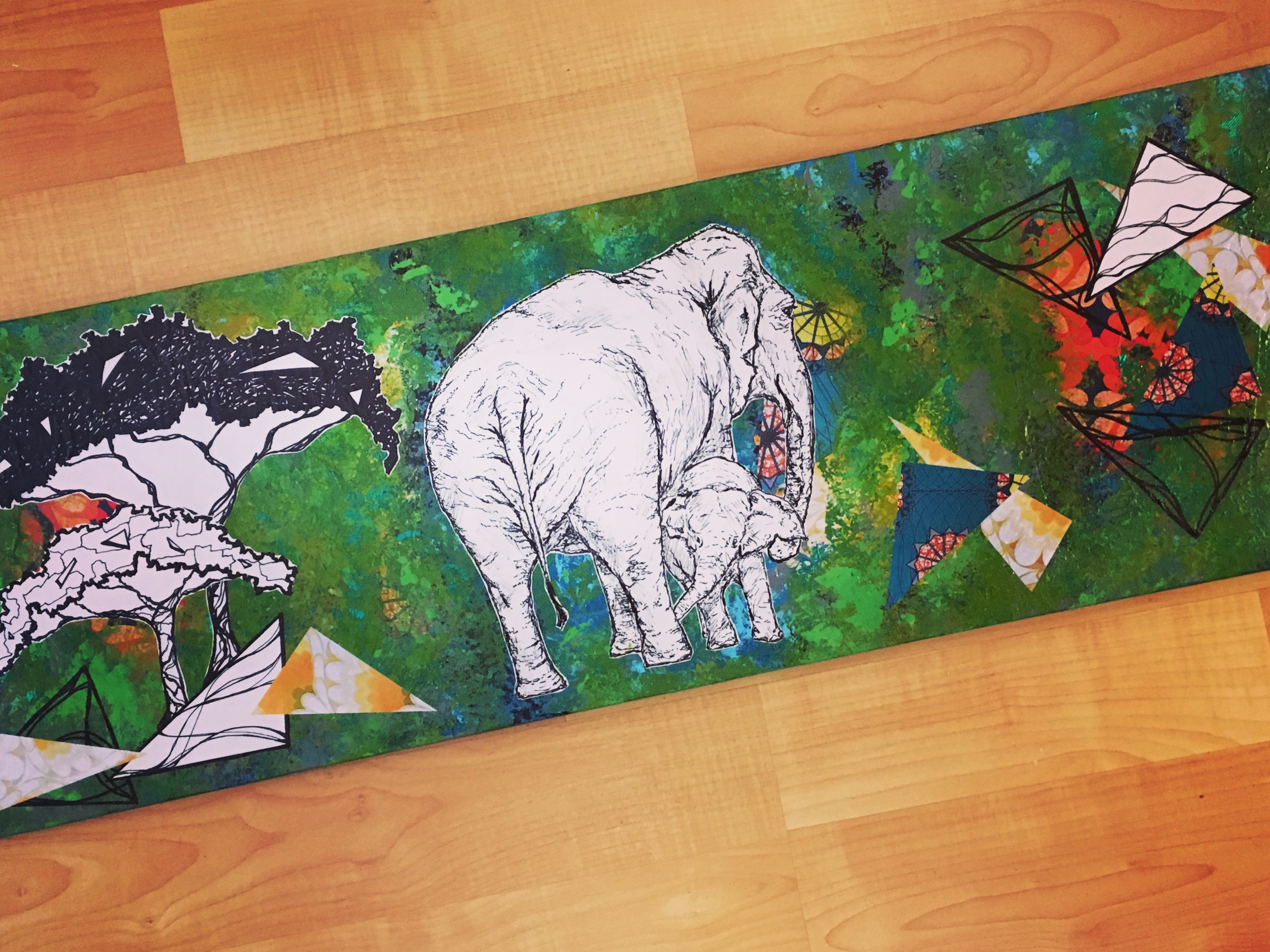 Elephants Mixed Media Canvas